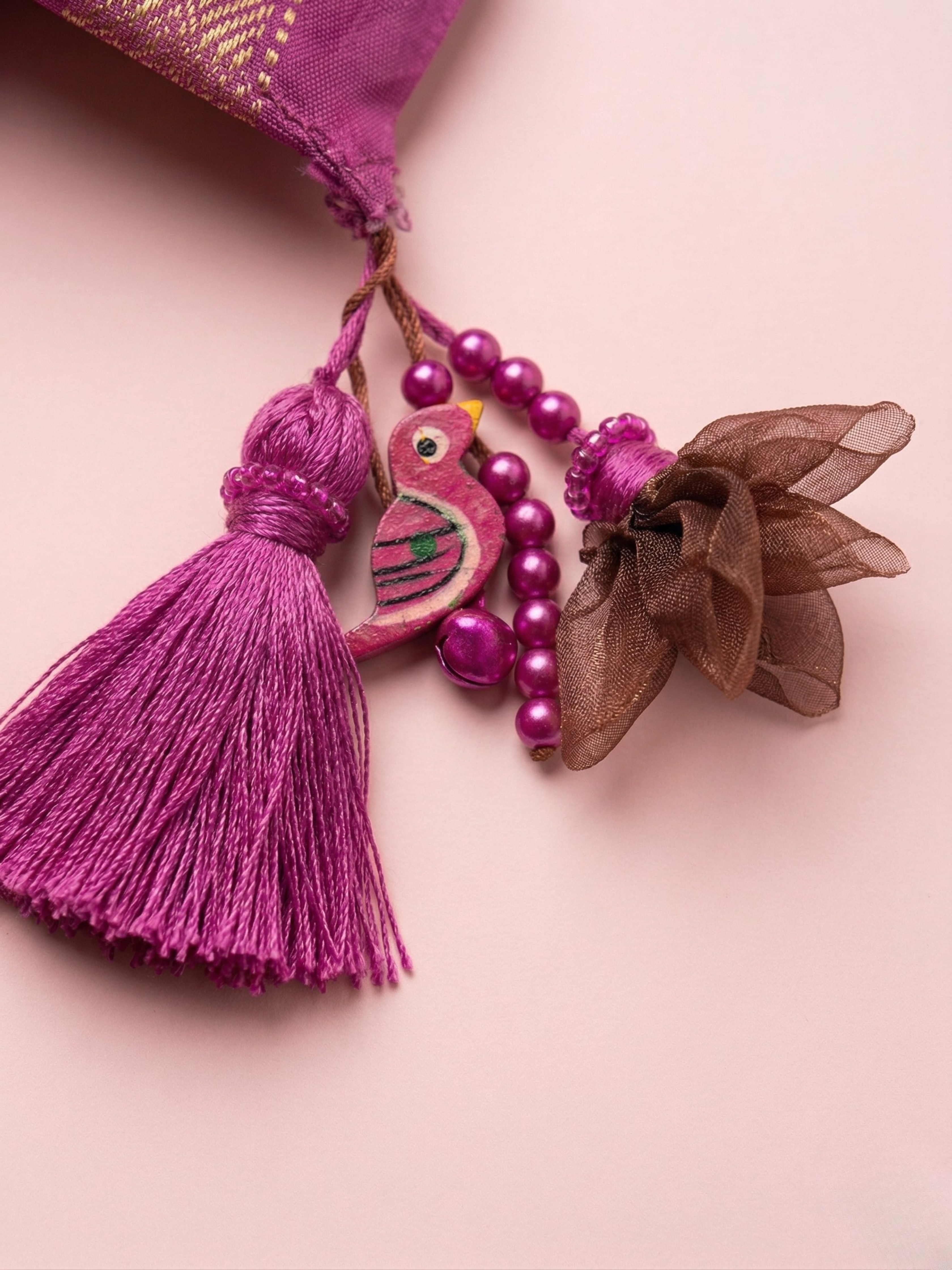 Pink silk fabric detail